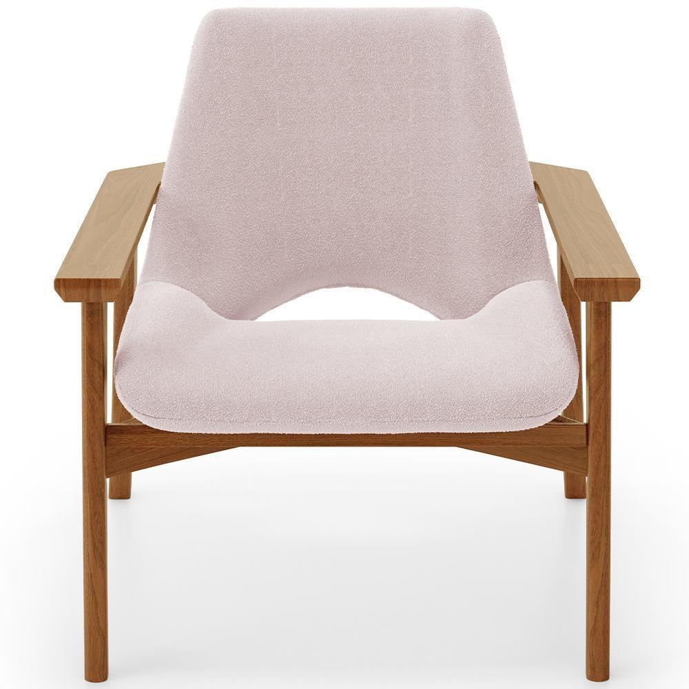 Kit 02 Poltronas Decorativa Para Sala De Estar Living Base Madeira Becker L02 Bouclê Rosê - Lyam Decor - 5