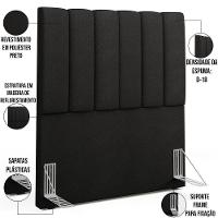 Cabeceira Cama Box Painel Solteiro 100 Cm Dália W01 Poliéster Preto - Lyam - 2