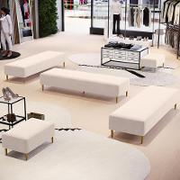 Kit 02 Puffs Decorativo Sala De Estar Bali W01 Pés Palito 210x60cm Suede Bege - Lyam Decor - 6