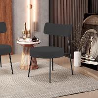 Kit 02 Poltronas Decorativas Para Sala De Estar Base Fixa Londres L02 Suede Preto - Lyam - 7