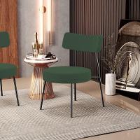 Kit 02 Poltronas Decorativas Para Sala De Estar Base Fixa Londres L02 Suede Verde Musgo - Lyam - 7