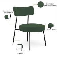 Kit 02 Poltronas Decorativas Para Sala De Estar Base Fixa Londres L02 Suede Verde Musgo - Lyam - 8