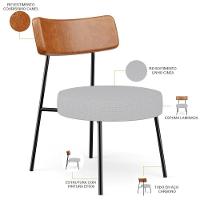 Kit 02 Poltronas Decorativas Sala De Estar Fixa Londres L02 Couríssimo Camel Linho Cinza - Lyam - 8