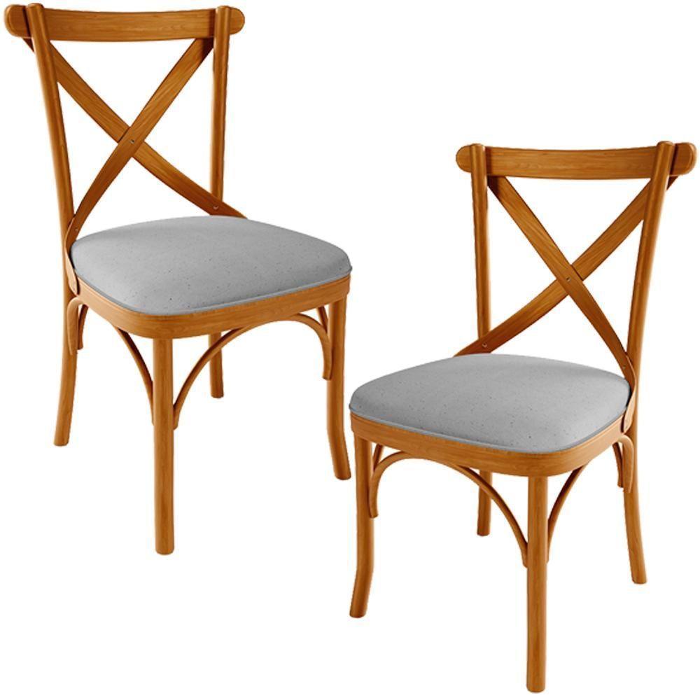 Kit 02 Cadeiras Para Sala De Jantar E Estar Living Estofada ávila L02 Linho Cinza - Lyam - 1