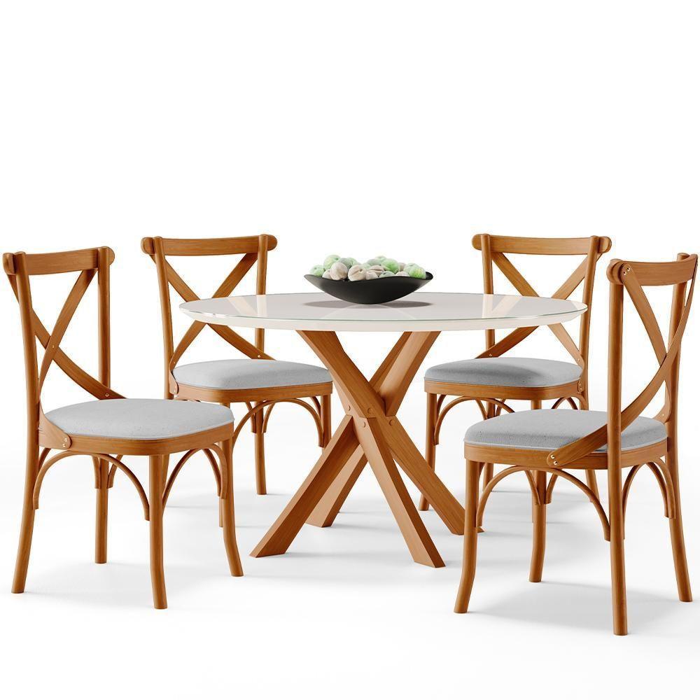 Kit 02 Cadeiras Para Sala De Jantar E Estar Living Estofada ávila L02 Linho Cinza - Lyam - 5