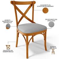 Kit 02 Cadeiras Para Sala De Jantar E Estar Living Estofada ávila L02 Linho Cinza - Lyam - 6