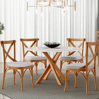 Kit 02 Cadeiras Para Sala De Jantar E Estar Living Estofada ávila L02 Linho Cinza - Lyam - 8