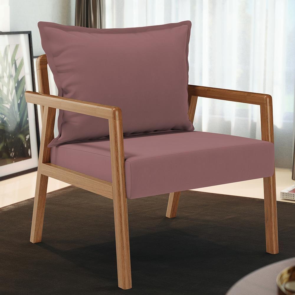 Kit 02 Poltronas Decorativa Para Sala De Estar Alícia B04 Suede Rosê - Lyam Decor - 8
