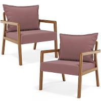 Kit 02 Poltronas Decorativa Para Sala De Estar Alícia B04 Suede Rosê - Lyam Decor - 1