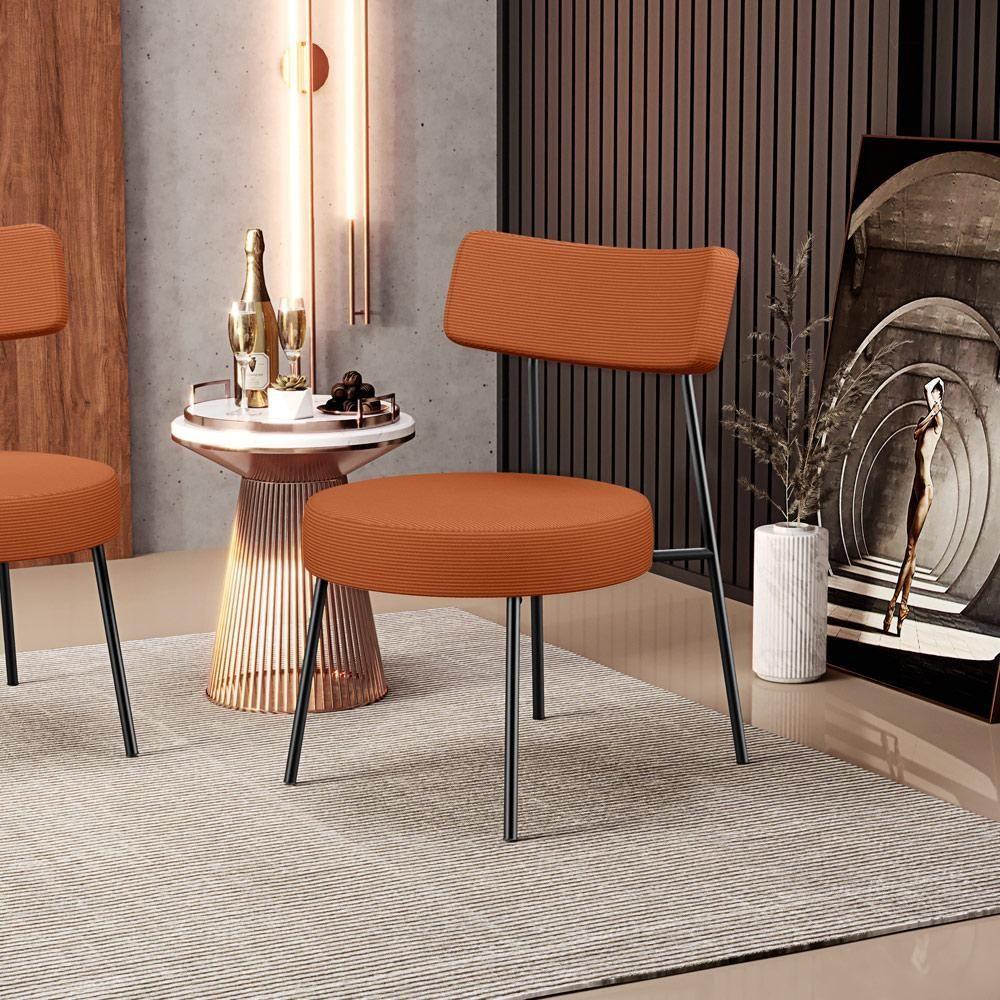 Kit 02 Poltronas Decorativas Para Sala De Estar Base Fixa Londres L02 Tecido Terracota - Lyam - 2