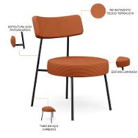 Kit 02 Poltronas Decorativas Para Sala De Estar Base Fixa Londres L02 Tecido Terracota - Lyam - 8