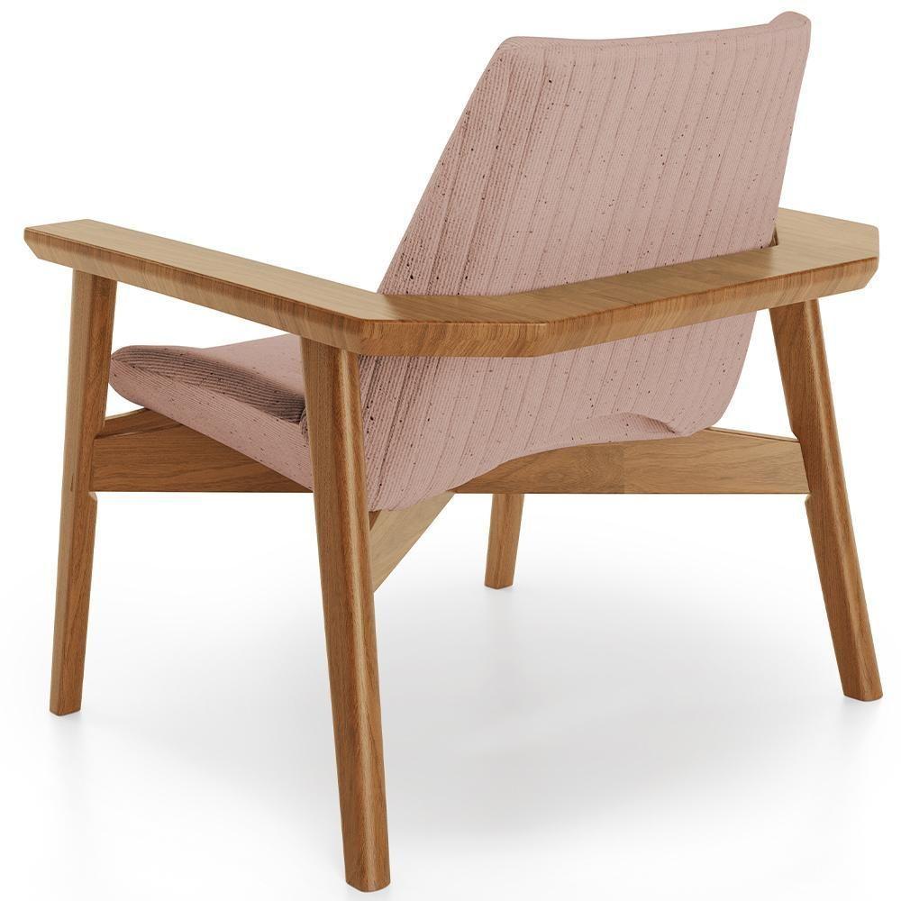 Kit 02 Poltronas Decorativa Para Sala De Estar Living Base Madeira Becker L02 Linho Rosê - Lyam Decor - 4