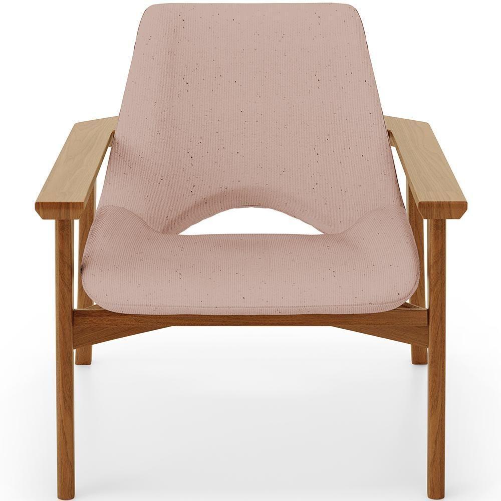 Kit 02 Poltronas Decorativa Para Sala De Estar Living Base Madeira Becker L02 Linho Rosê - Lyam Decor - 5