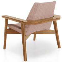 Kit 02 Poltronas Decorativa Para Sala De Estar Living Base Madeira Becker L02 Linho Rosê - Lyam Decor