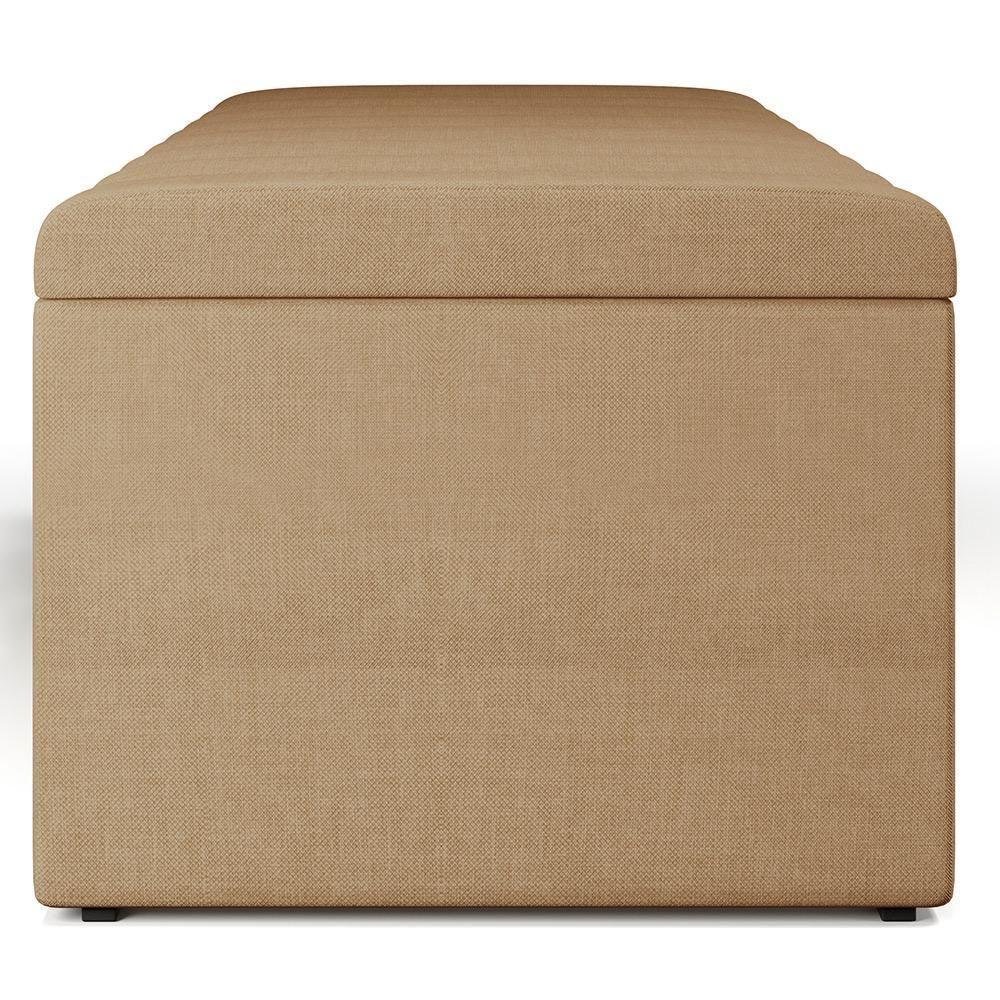 Calçadeira Recamier Baú Para Cama De Casal King Dália 195x50 Cm W01 Linho Bege Escuro - Lyam - 4