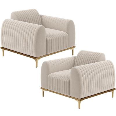 Kit 2 Poltronas Decorativas Molino D02 Bouclê Creme Creme Lyam Decor