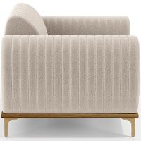 Kit 02 Poltronas Decorativa Base De Madeira Castanho E Pés Metalizado D'ouro Molino D02 Bouclê Creme B-54 - Lyam Decor - 2