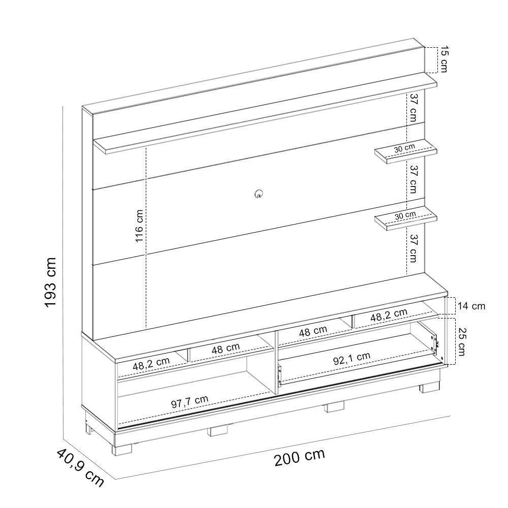 Estante Painel Para Tv 70 Pol Com Led Itapema C04 Freijó Cinza Fosco - Lyam Decor - 5