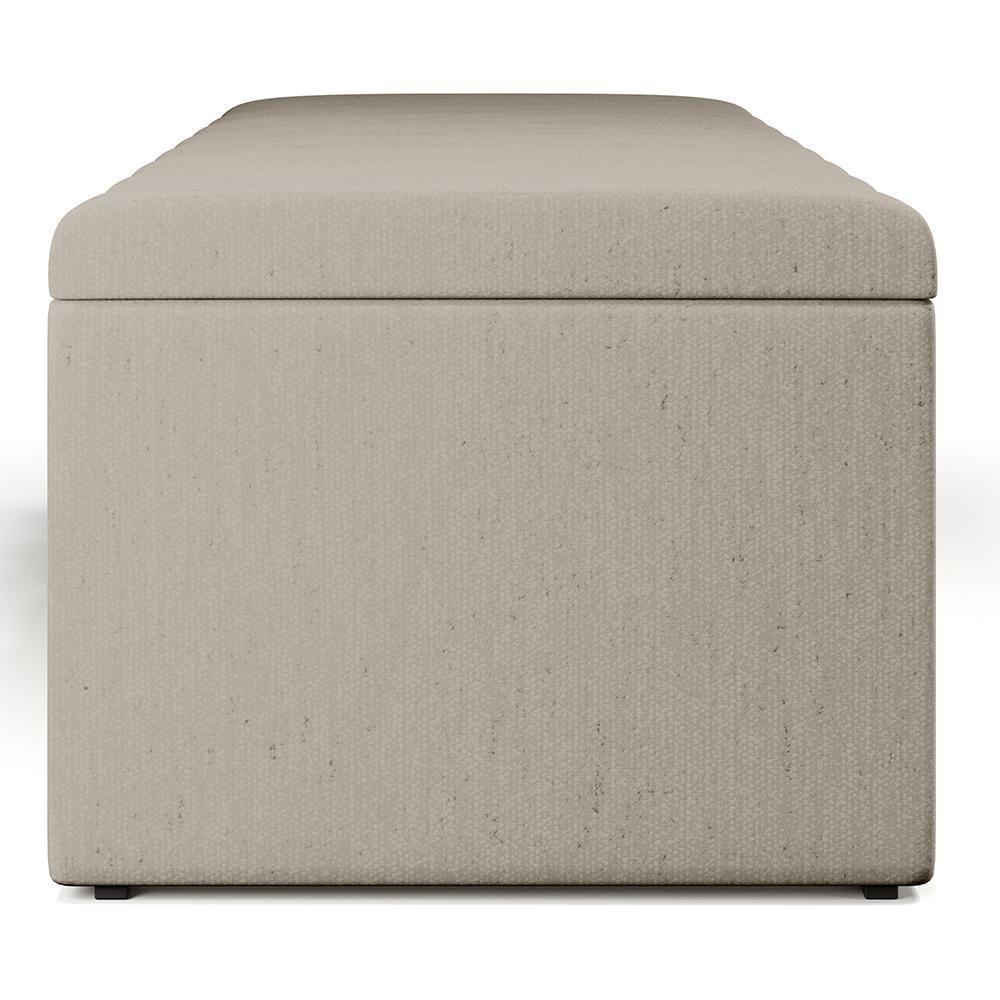 Calçadeira Recamier Baú Para Cama De Casal Queen Dália 195x50 Cm W01 Linho Bege - Lyam - 4