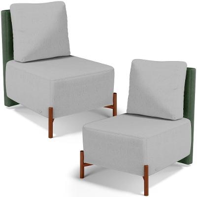 Kit 2 Poltronas Decorativas Hungria L02 Couríssimo Verde Linho Cinza Lyam Decor
