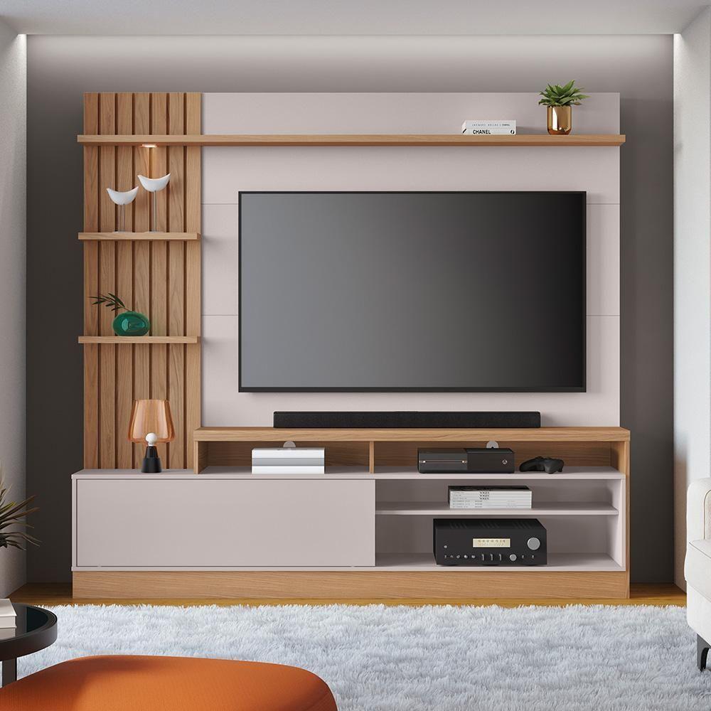 Estante Painel Para Tv 65 Pol Com Led Aracati C04 Freijó Off White Matte - Lyam Decor - 8