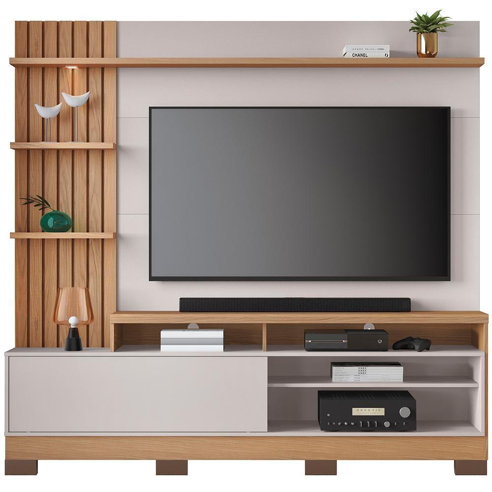 Estante Painel Para Tv 65 Pol Com Led Aracati C04 Freijó Off White Matte - Lyam Decor - 9