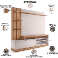 Estante Painel Para Tv 65 Pol Com Led Aracati C04 Freijó Off White Matte - Lyam Decor - 2