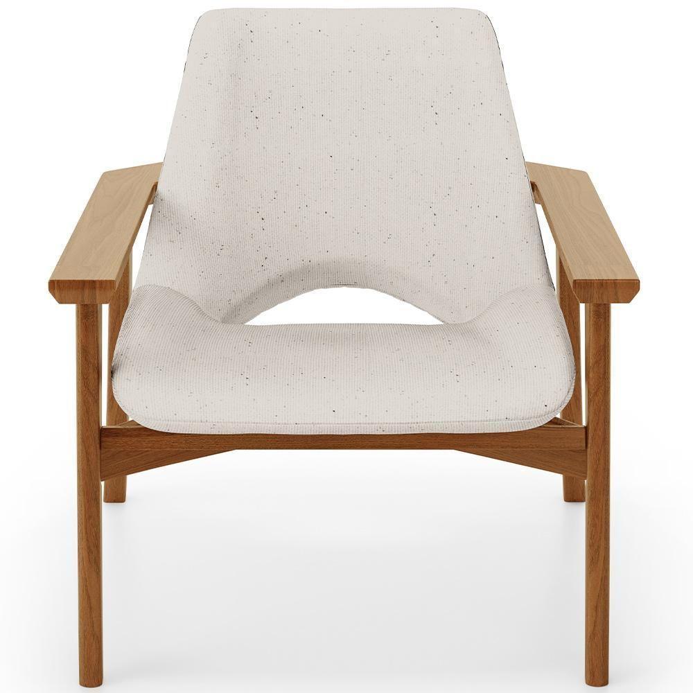 Poltrona Decorativa Para Sala De Estar Living Base Madeira Becker L02 Linho Cru - Lyam Decor - 3