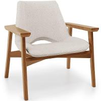 Poltrona Decorativa Para Sala De Estar Living Base Madeira Becker L02 Linho Cru - Lyam Decor - 1