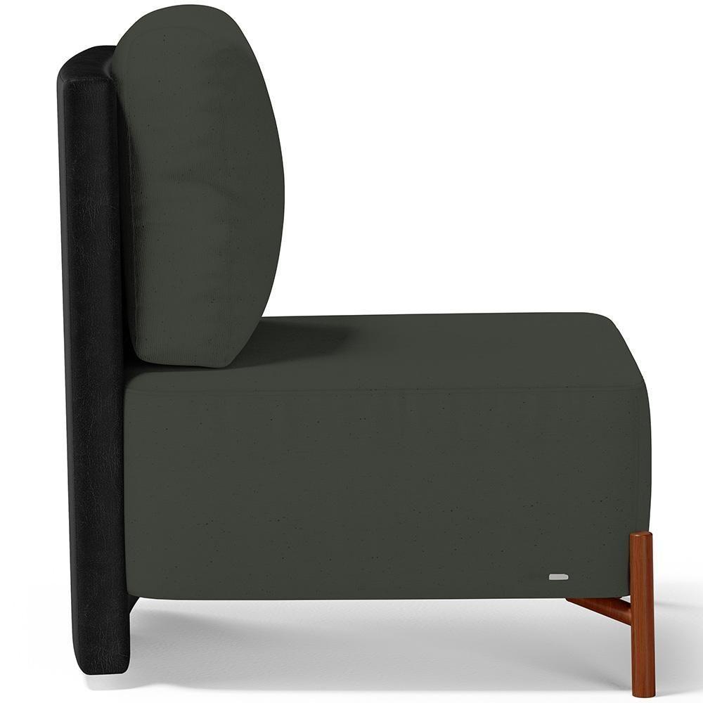 Kit 02 Poltronas Decorativas Sala Estar Living Hungria L02 Couríssimo Preto Linho Verde Musgo - Lyam - 3