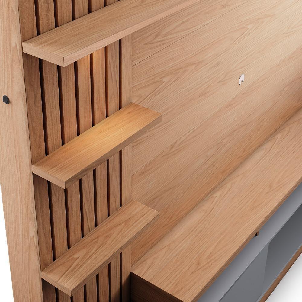 Estante Painel Para Tv 65 Pol Com Led Aracati C04 Freijó Cinza Fosco - Lyam Decor - 4