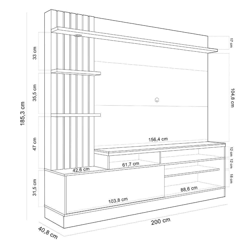Estante Painel Para Tv 65 Pol Com Led Aracati C04 Freijó Cinza Fosco - Lyam Decor - 5