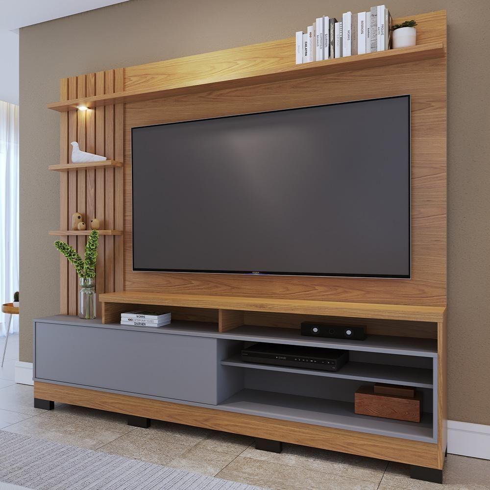 Estante Painel Para Tv 65 Pol Com Led Aracati C04 Freijó Cinza Fosco - Lyam Decor - 6