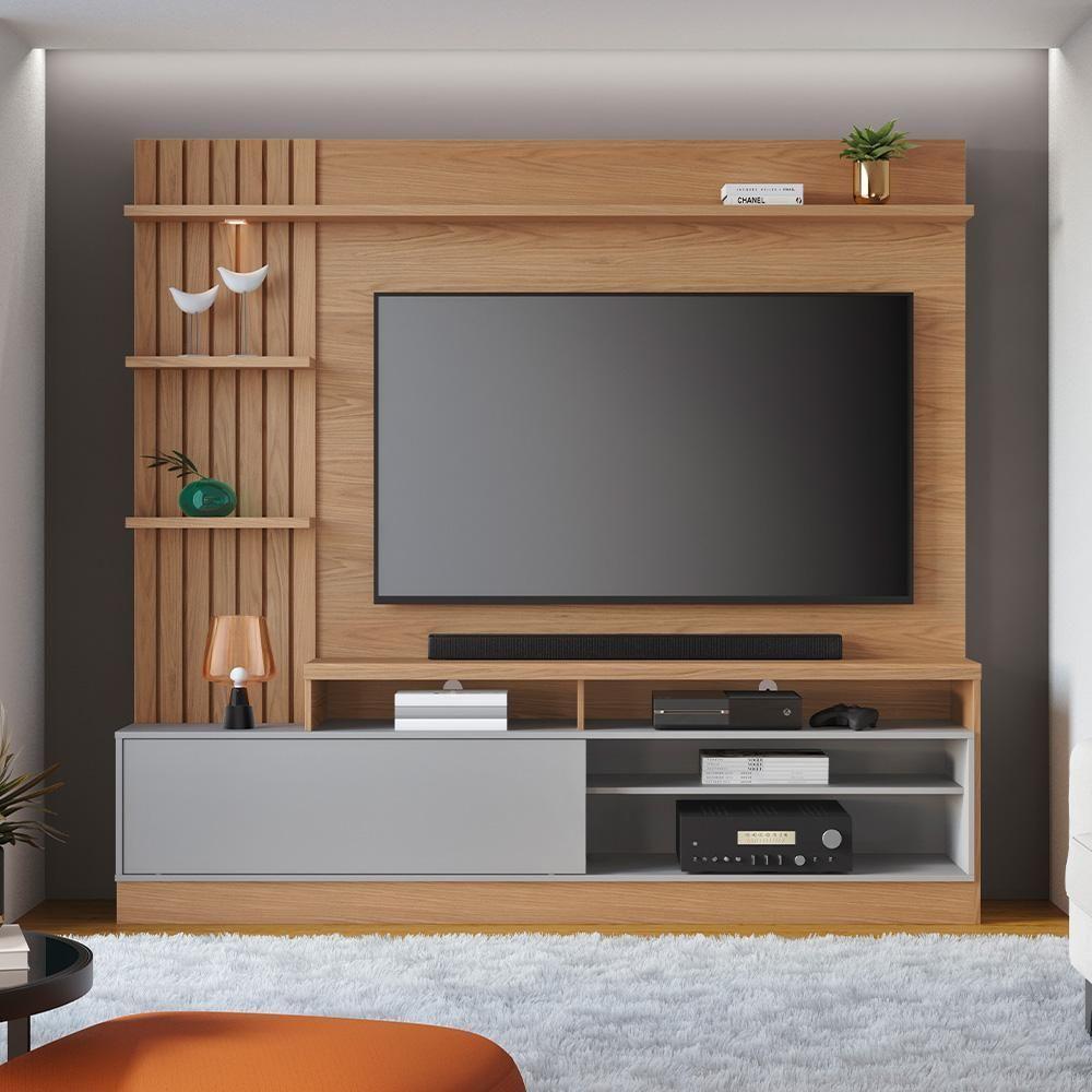 Estante Painel Para Tv 65 Pol Com Led Aracati C04 Freijó Cinza Fosco - Lyam Decor - 8