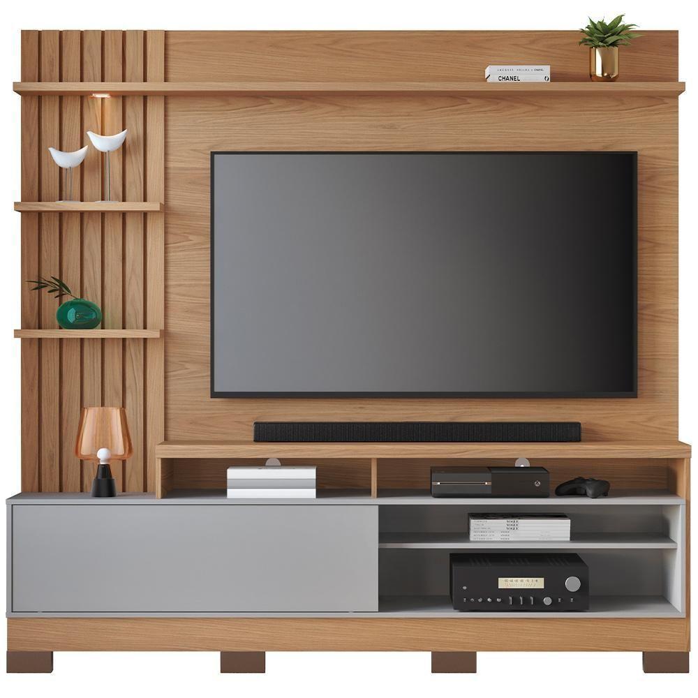 Estante Painel Para Tv 65 Pol Com Led Aracati C04 Freijó Cinza Fosco - Lyam Decor - 9