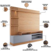 Estante Painel Para Tv 65 Pol Com Led Aracati C04 Freijó Cinza Fosco - Lyam Decor - 2