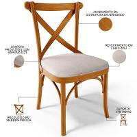 Kit 04 Cadeiras Para Sala De Jantar E Estar Living Estofada ávila L02 Linho Cru - Lyam