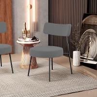 Kit 02 Poltronas Decorativas Para Sala De Estar Base Fixa Londres L02 Suede Cinza - Lyam - 7