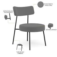 Kit 02 Poltronas Decorativas Para Sala De Estar Base Fixa Londres L02 Suede Cinza - Lyam - 8