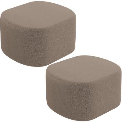 Kit 2 Puffs Decorativos Orgânico Para Living Quarto 70cm Doha W01 Bouclê Bege - Lyam Decor