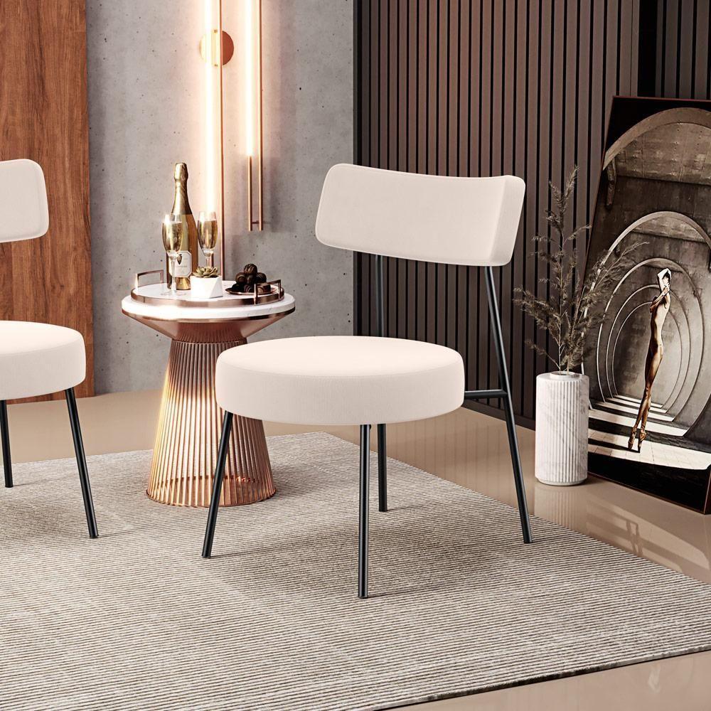 Kit 02 Poltronas Decorativas Para Sala De Estar Base Fixa Londres L02 Suede Bege - Lyam - 7