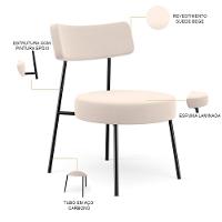 Kit 02 Poltronas Decorativas Para Sala De Estar Base Fixa Londres L02 Suede Bege - Lyam - 8