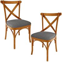 Kit 02 Cadeiras Para Sala De Jantar E Estar Living Estofada ávila L02 Linho Cinza Escuro - Lyam - 1