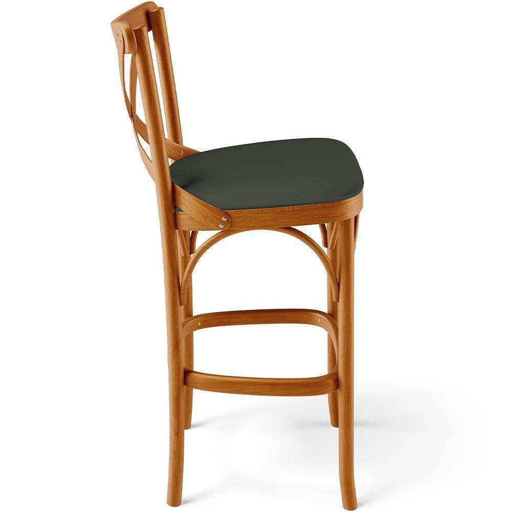 Kit 04 Banquetas Altas Cozinha Bancada Bar Sala Jantar Estofada ávila L02 Linho Verde Musgo - Lyam - 2