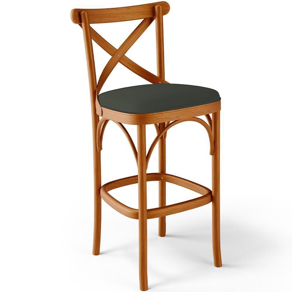 Kit 04 Banquetas Altas Cozinha Bancada Bar Sala Jantar Estofada ávila L02 Linho Verde Musgo - Lyam - 6