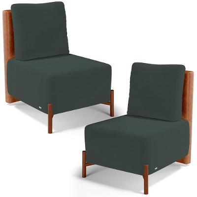 Kit 2 Poltronas Decorativas Hungria L02 Couríssimo Camel Suede Verde Lyam Decor