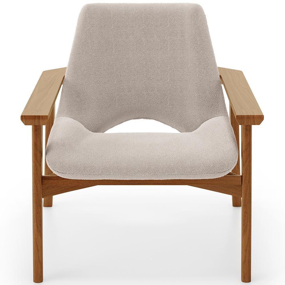 Kit 02 Poltronas Decorativa Para Sala De Estar Living Base Madeira Becker L02 Bouclê Creme - Lyam Decor - 6