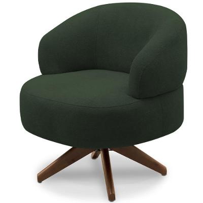 Poltrona Decorativa Giratória Sala De Estar Living Seven F04 Veludo Verde - Lyam Decor