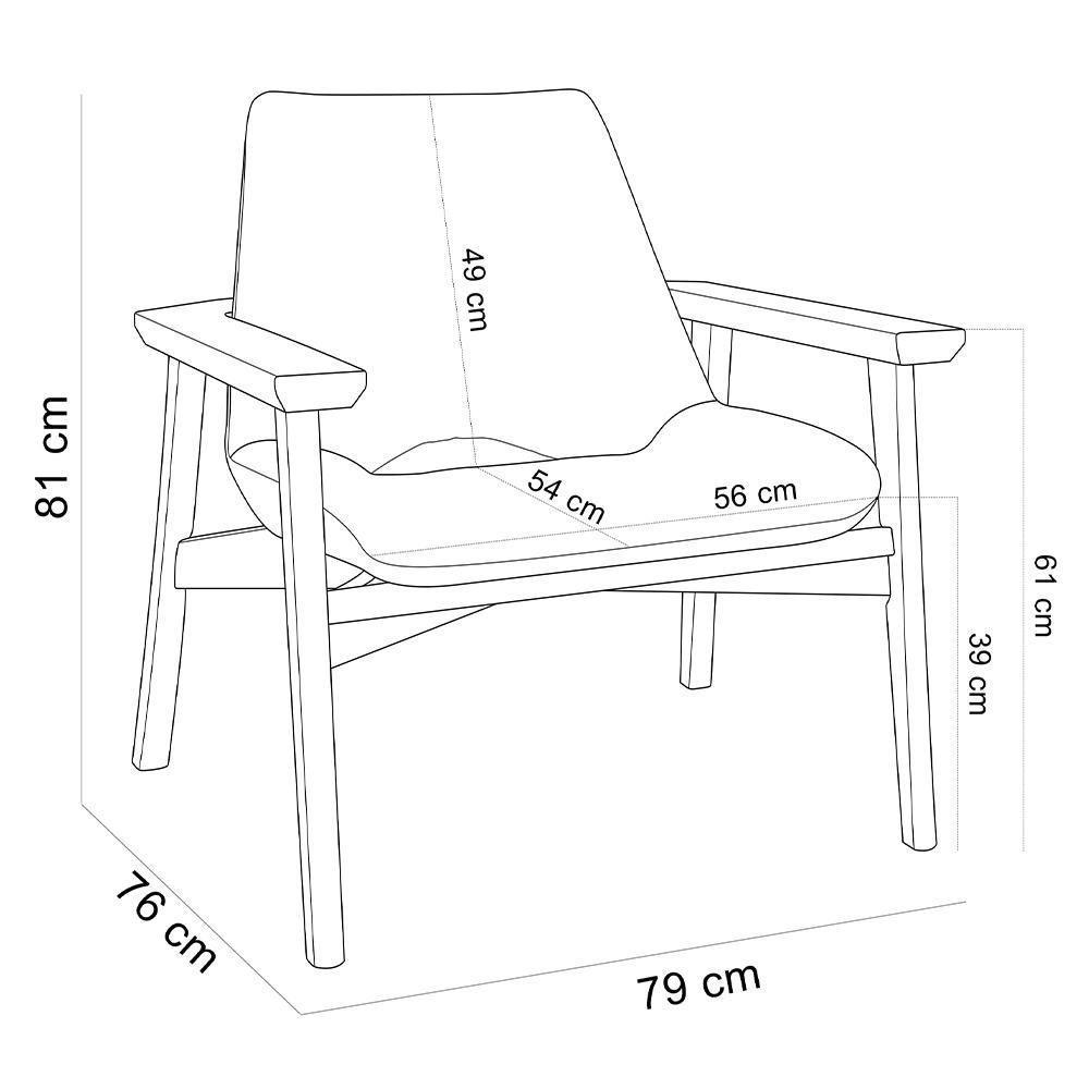 Kit 02 Poltronas Decorativa Para Sala De Estar Living Base Madeira Becker L02 Bouclê Oliva - Lyam Decor - 3