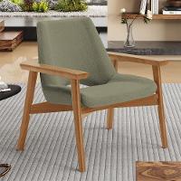 Kit 02 Poltronas Decorativa Para Sala De Estar Living Base Madeira Becker L02 Bouclê Oliva - Lyam Decor - 6